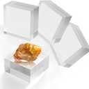 Acrylic Blocks 3 X 3 X 2 Inch 4 Pcs Acrylic Base Stand for Display Clear Block Square Riser Display Stands Pedestal Polished Cube for Jewelry trophy Props Collection Ring