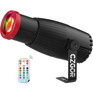 Pinspot Light, Czgor 18W RGBW 4 in 1 LED Disco Ball Lights 16 Colors with Remote Control, Manual Focus Mirror Ball Spotlight, Super Bright Stage Lighting for DJ Party Club Bar Wedding (Red)