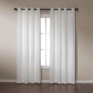 Amazon Basics Chenille Room Darkening Curtains, Light Filtering Window Drapes for Bedroom and Living Room, 2-Panel Set with Grommets, 42" W  84" L, White Classic