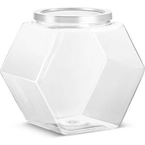 Hexagonal Plastic Candy Jar with Lid, Clear Cookie Jars 29 OZ, Clear Candy Containers, Hexagon Cookie Jars with Lids, Plastic Dry Food Jar for Snacks, Candys, Cookies, Dog Treats