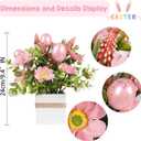 JIALEIXI Easter Decorations, 2 PCS Easter Artificial Flower Egg Potted Table Decorations, for Home Farmhouse Fireplace Holiday Spring Summer Indoor Party Decor. (Pink)