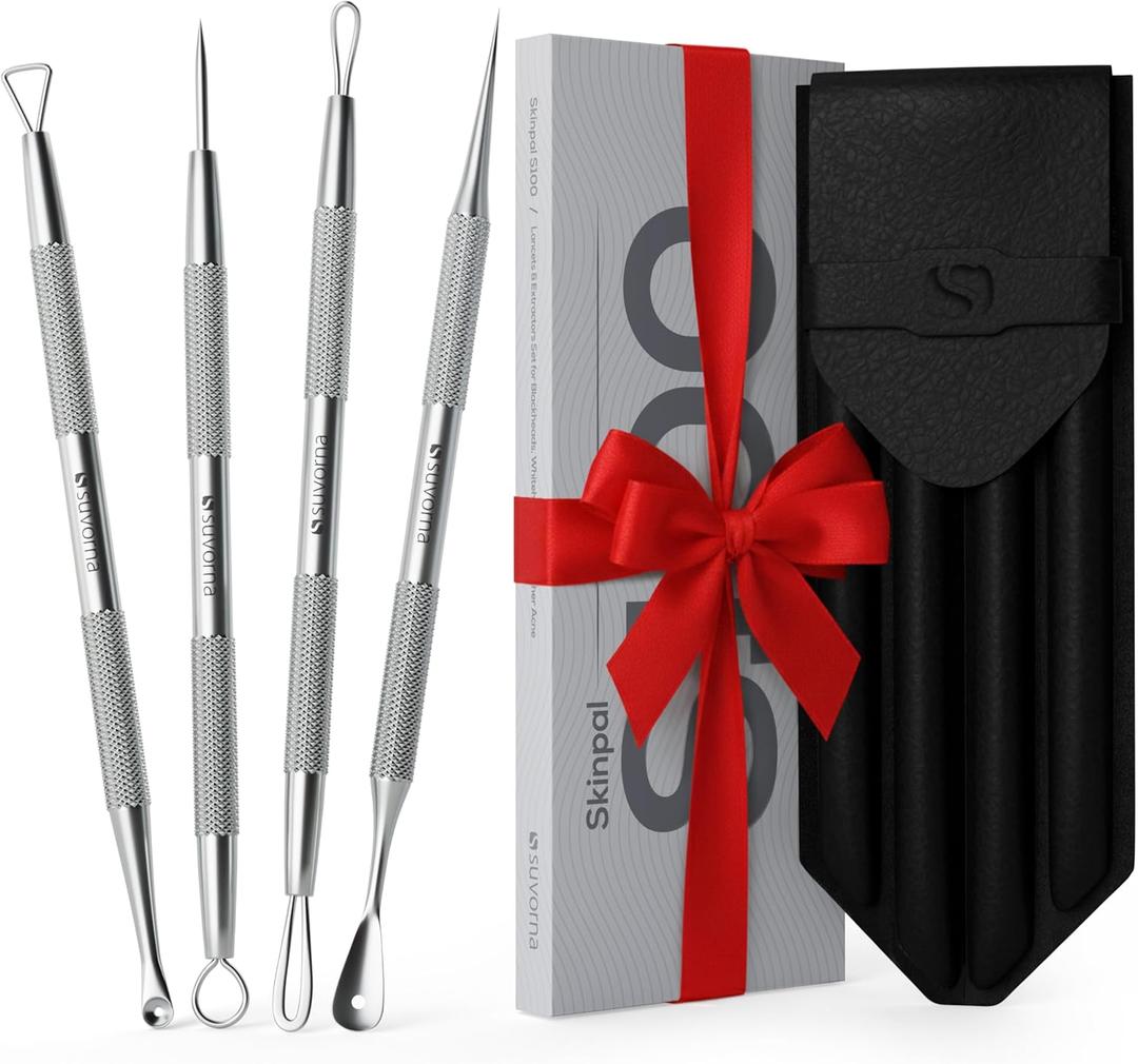 Suvorna Pimple Popper Tool Kit | Milia Remover | Lancets for Facial Extraction | White head Extractor Tool for Face | Comedone Extractor | Blackhead Remover tool | Acne Needle Tool & Cyst Removal Tool