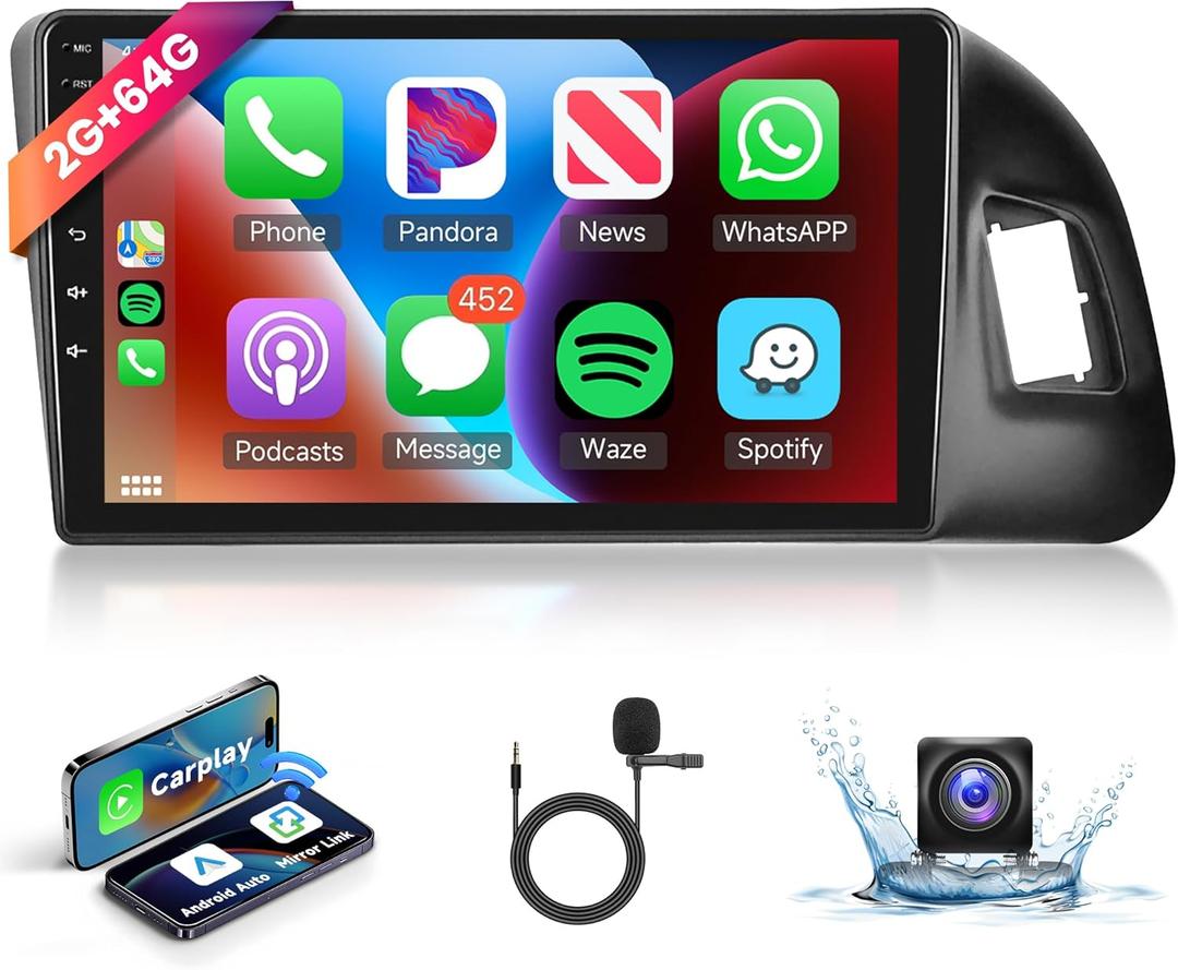 2+64G Android Car Radio Car Stereo for Audi Q5 2010-2018 with Wireless Carplay Android Auto, 9 Touch Screen Head Unit Mirror Link WiFi GPS Navigation Bluetooth FM RDS EQ AHD Backup Camera SWC MIC
