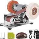 Mini Belt Sander, 7 Adjustable Speed Electric Knife Sharpener, 15 Degree Belt Grinder, Power Belt Sander for Metal Working and Woodworking