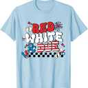 Red White And Due 4th of July Pregnancy Baby Reveal T-Shirt (Large)