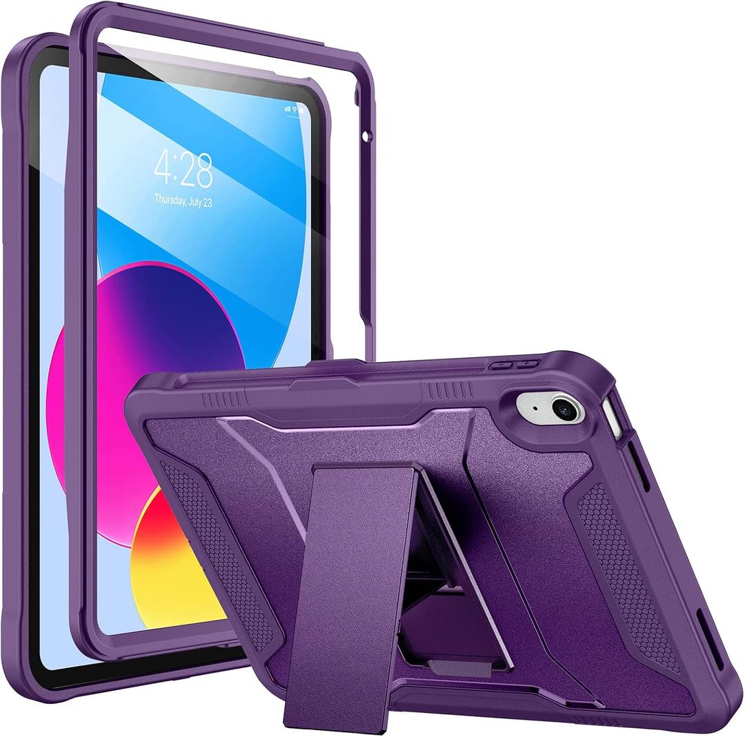 Soke Case for iPad (A16) 11th Generation 11-inch 2025, iPad 10th Generation 10.9-inch 2022, with Built-in Screen Protector and Kickstand, Rugged Full Body Protective Cover - Purple