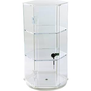 Display Case 24”H Rotating | Jewelry Display Case | Locking Cabinet | Display Cabinet | Display Stand | Acrylic Display Case | Matchbox Car Display | Clear Case | Action Figure Case | Locking Case for