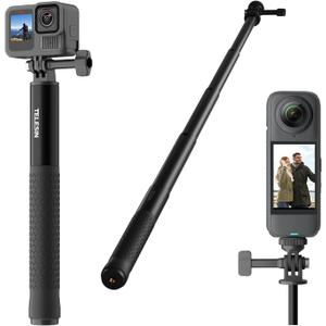 TELESIN 35" Extension Selfie Stick for GoPro, Portable Vlog Selfie Stick Handle Monopod Pole for GoPro Hero 13 12/Insta360/DJI Osmo Nano Action 6 5 4 Pocket/AKASO/Xtra Muse Action Camera Accessories