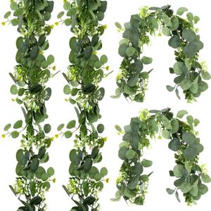 4 Pack Eucalyptus Garland For Table, 5.9ft Faux Garlands Greenery For Centerpieces, Artificial Eucalyptus Garlands For Table Decor, Fake Vine Garland For Wedding Backdrop Arch Wall Decoration