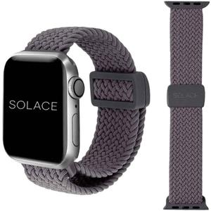 Solace Bands Imperium Adapt Wide Adjustable Nylon Braided Watch Band - Compatible with All Apple Watches - Solace Apple Watch Bands for Women & Men - Smart Watches Band Series 11-1, Ultra, SE (38/40/41/42MM, Grey)