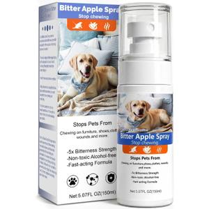 Bitter Apple Spray for Dogs No Chew Spray for Dogs to Stop Chewing & Licking, Natural Bitter Taste Dog Training Spray, Non-Toxic & Safe for Furniture, Shoes & More - Blue
