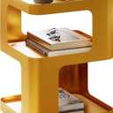 Side Table,Modern end Table,Metal Nightstand,Bedside Table,3-Tier Accent Table with Storage for Bedroom,Living Room,Small Space,Couch.No Assembly Required, 13.8 inches x 13.8 inches x 21.2 inches, Gold