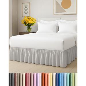 Bedskirt Queen Size Ruffle - 18 inch Drop Dust Ruffle Bed Skirt with Platform - Ultra-Soft Premium Hotel Quality - Wrinkle Free, Fade & Shrink Resistant - for Women, Men, Kids & Teens - French Grey