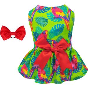 CuteBone Dog Mesh Dress Puppy Sundress Pet Outfit Summer Fashion for Small Dogs Girl Cat Clothes BF24M (Medium, Jungle Series)