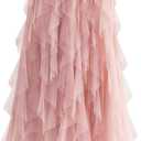 Tulle Skirts for Women Long Length Tutu Fairy Tiered Skirt A Line Mesh Elastic Waist Skirts (One Size)