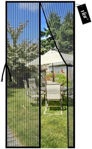 YRH Magnetic Fly Screen Door with Stay Open Buckles - Heavy Duty Self-Sealing Mesh,Powerful Magnets,Full Frame Magic Tape (Fit for Door Size:36x82 Inch,Screen Itself Size:38x83 Inch, Black)