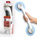 Safe-er-Grip Changing Lifestyles Suction Cup Grab Bars For Bathtubs & Showers; Safety Bathroom Assist Handle, White & Grey, 16 Inches