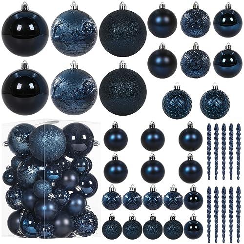 Christmas Ball Ornaments for Christmas Decorations - 40 Pieces Xmas Tree Blue Shatterproof Ball Ornaments with Hanging Loop for Holiday and Party Decoration