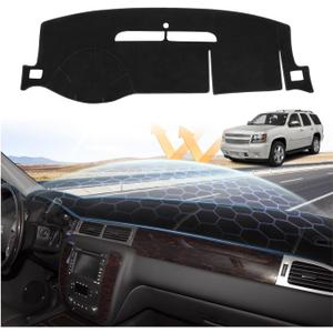 Sunsdrew Dash Cover for 2007-2014 Chevrolet Suburban/Tahoe&GMC Yukon,2007-2013 Chevy Avalanche Silverado 1500 LTZ&GMC Sierra SLT Denali Dash Cover Mat Accessories Nonslip Mesh Protector No Glare