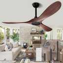 52 Inch Ceiling Fans: Outdoor Ceiling Fan No Lights and Remote 6 Speed Adjustable with Reversible DC Motor 3 Blade Fan for Indoor Outdoor Patio Living Room Bedroom Walnut