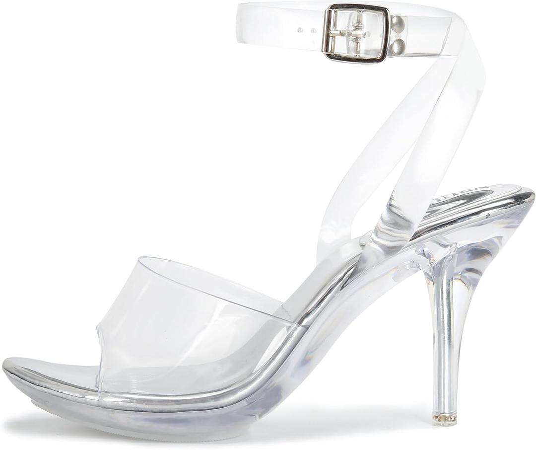 NBUUNBU Clear Heels For Women Transparent Strappy Platform Sandals Ankle Strap High kitten Heel Sexy Slingback Stiletto Comfortable Dress Shoes Open Toe Slip On Mules Pump, Size 6.5 
