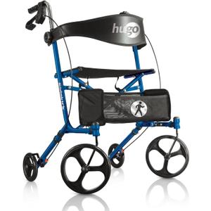 Hugo Mobility Sidekick Foldable Rollator Walker with Seat, Blueberry