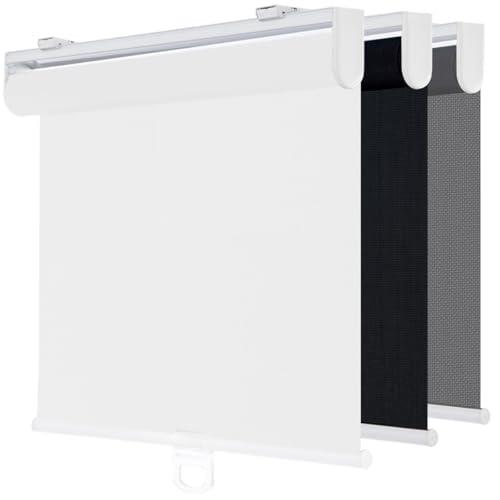 TOVALOR Cordless Roller Shades for Windows,Light Filtering Pull Down Blinds,Solar Screen Door Blinds,Flame Retardant UV Protection Fabric for Home Office (27" W x 72" H,Solar White)