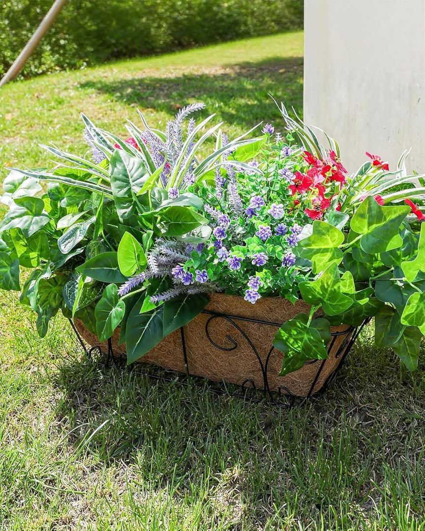 Starttag 20PCS Artificial Plants for Outdoor Decor Realistic Faux Greenery & Flowers Fake Plastic Leaves with Stems UV Resistant Outside Bushes for Garden Patio and Porch