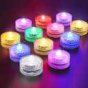 HL Submersible LED Light,RGB Small LED Light,100 Hours Waterproof Flameless Led Lights Battery Powered for Wedding Home Vase Festival Party Decoration 12pcs(Built-in 24 Batteries) (12pack, Multicolor(uncontrollable))