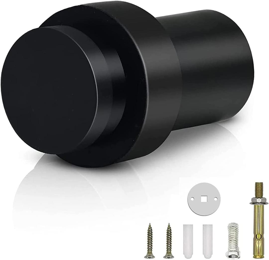 KOLAKO Door Stop, Floor Door Stopper Black for Bottom of Door, 2 Inch(50mm) Heavy Duty Commercial Cylindrical Modern Doorstop with Rubber Bumper, Wall Protector (1 Pack)