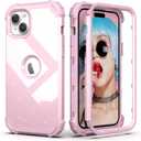 IDweel for iPhone 14 Plus Case with Screen Protector for Women Girls,Luxury 3 in 1 Shockproof Slim Fit Hybrid Heavy Duty Hard PC Cover Soft Silicone Bumper Full Body anti-Fingerprint Case,Glitter Pink