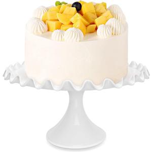 12-Inch Porcelain Round Cake Stand - White Dessert Stand for Wedding, Birthday Party