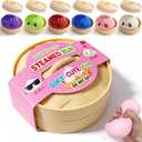 Dumpling Squishies,3.4inch Colorful Dumpling Stress Balls, Fidget Sensory Toy, Squeeze Dough Ball Stress Relief Hand Toys with Food Steamer, Dumpling Squishy Mystery Box, 6 Colors Random(1pack)