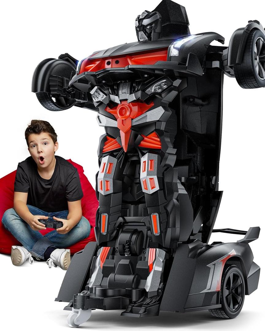 V992 Transform Robot RC Car, 1:14 Scale, 2-in-1 Robot Toy Car with Sound & Light Effects, Gesture Sensing, Automatic Deformation, Ideal Gift for Boys and Girls (Gray)