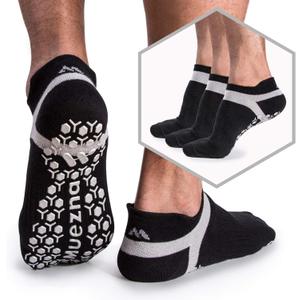Muezna Men's Non-Slip Yoga Socks, Anti-Skid Pilates, Barre, Bikram Fitness Hospital Slipper Socks with Grips (9-11, Black - 3 Pairs)