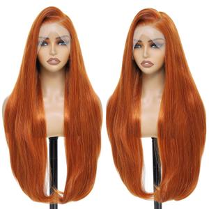 Ginger 13x6 Lace Front Wigs Pre-layered Long Fashion Style HD Lace Free Part Frontal Wig Natural Density Straight with Wavy End Pre Plucked Tiny Knots with Baby Hair 30 Inch Synthetic Wig