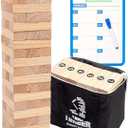 WOOD CITY Giant Tumbling Timber Tower Game (Stacking from 2 to 4 Feet), Classic Jumbo Outdoor Game for Adults Kids Family, 54 Pieces Premium Pine Wood Blocks Toy