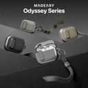 MAGEASY Odyssey AirPods Pro 3 Case Cover with Built-in Lock + Wristlet + Carabiner Clips for Carry Commute, Wireless Charging Compatible, Drop Protection, Apple AirPod Third Gen (Metal Blue)
