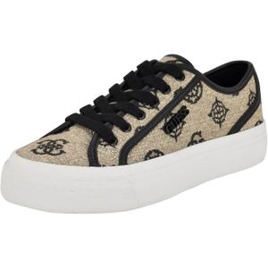 GUESS Women's Jelexa Sneaker (6.5, Light Natural/Black Logo 111)