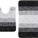 Arotive Microfiber Bathroom Rugs 2 Pieces, Bath Rug Size 36x24 and Toilet Rugs 24x20 in Black, 2 Item Bundle