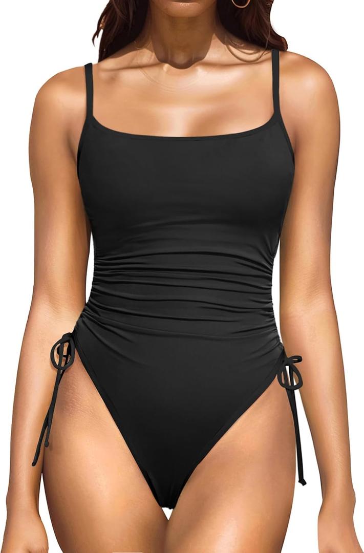 Daci Women's High Cut One Piece Swimsuit - Tummy Control Bathing Suit Sexy Brazilian Swimwear 2026 (Medium, Black)