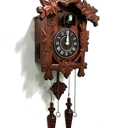 Rylai Vintage Cuckoo Clock Handcrafted Wooden Wall Clock for Home Décor | Large Size 13x9.5 Inch Traditional Germany Design Volume Control Coo-Coo Auto Night Sensor Brown/White