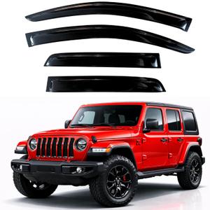 KPY Rain Guards Fit for 2018-2026 Jeep Wrangler JL (4-Door), Out-Channel Window Visors Vent Wind Deflectors 4PC, Car Accessories for 2020-2026 Jeep Gladiator (4-Door)