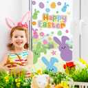 JarThenaAMCS 9 Sheets Happy Easter Window Clings Cute Cartoon Bunny Rabbit Egg Floral Window Decals Double-Sided Hip Hop Glass Stickers for Spring Home Office Classroom Shop Display Decor