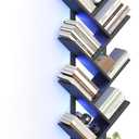 9 Tier Tree Bookshelf with LED Light, Floor Standing Bookcase, Narrow Bookshelves for Books/CDs/Magazine, Wood Storage Rack for Bedroom, Home Office, Living Room, Black