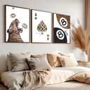 KBIERQN 3Pcs Trendy Leopard Prints Wall Art Cheetah Aesthetic Pictures Funky Preppy Lucky 8 Ball Posters Eclectic Ace Canvas Wall Decor for Girls Room Apartment Dorm 16x24In Unframed