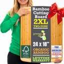 GREENER CHEF 24 Inch Bamboo Cutting Board with Lifetime Replacement - 2XL Extra Large Wooden Butcher Block for Kitchen, Stove Top, Meat, Vegetables, and Charcuterie with Deep Juice Grooves (Two-Tone)