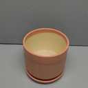 Napco Imports Indoor Outdoor Plant Succulent Herb Flower Pot with Saucer 6 Inch Ceramic Orange Ribbed