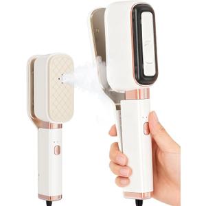 Handheld Press Steamer for Clothes, 3-in-1 Mini Travel Press Iron, 180 Rotatable, 1000W 15s Fast Heat-Up, Portable Garment Wrinkle Remover for Collars & Cuffs (Beige)