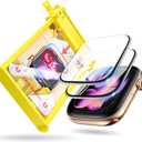 EWUONU 9H+ Glass for Apple Watch Series 11/10 Screen Protector 46mm, 2 Pack Tempered Glass Automatic Align Tech 0 Bubble 3D Full Coverage Waterproof Film, Strong Adhesion for iWatch Cover Accessories (Black edge)